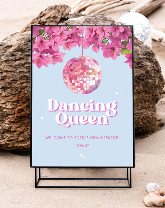 Eden Greek Disco Ball Hen Party Sign