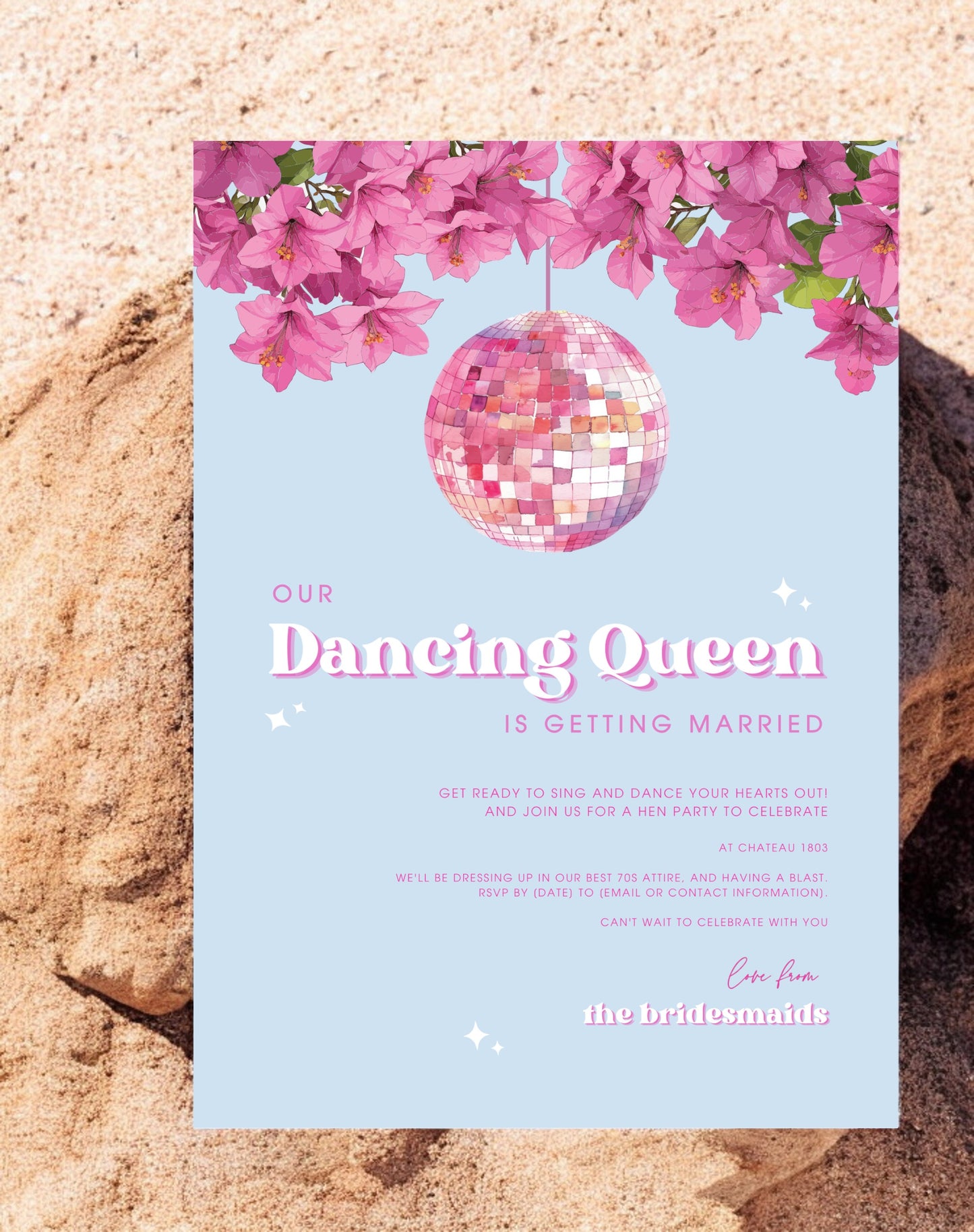 Eden Greek Disco Hen Itinerary & Invitation - Ivy and Gold Wedding Stationery