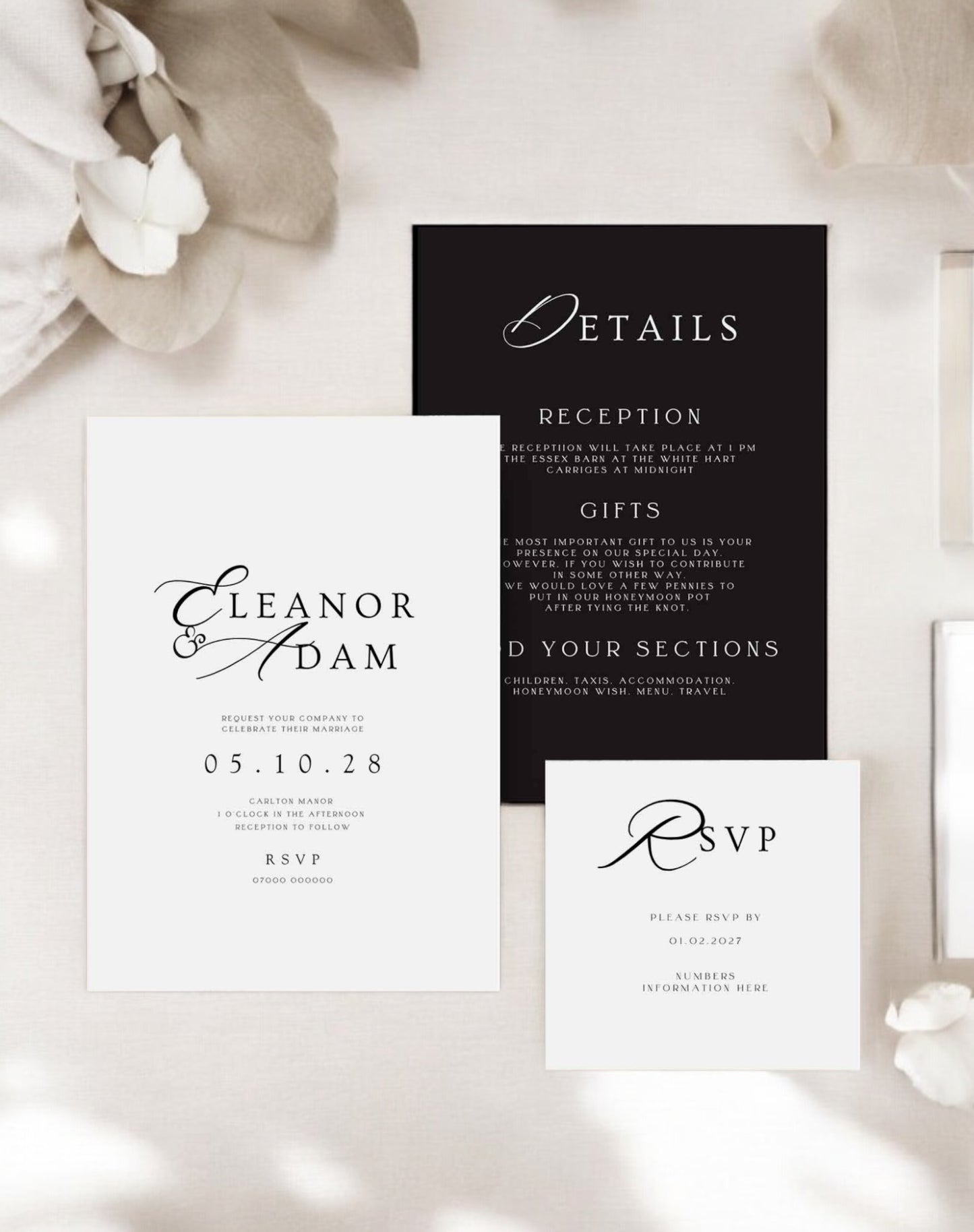 Eleanor | Timeless Wedding Invitation - Ivy and Gold Wedding Stationery