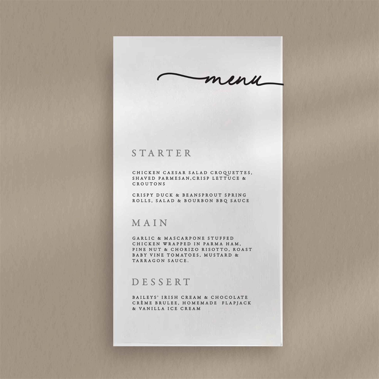 Emily Menu  Ivy and Gold Wedding Stationery   