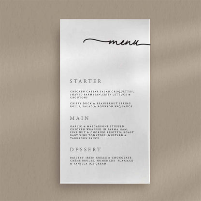 Emily Menu  Ivy and Gold Wedding Stationery   