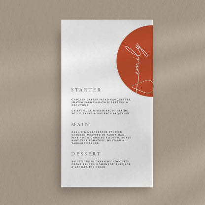 Emily Menu  Ivy and Gold Wedding Stationery   