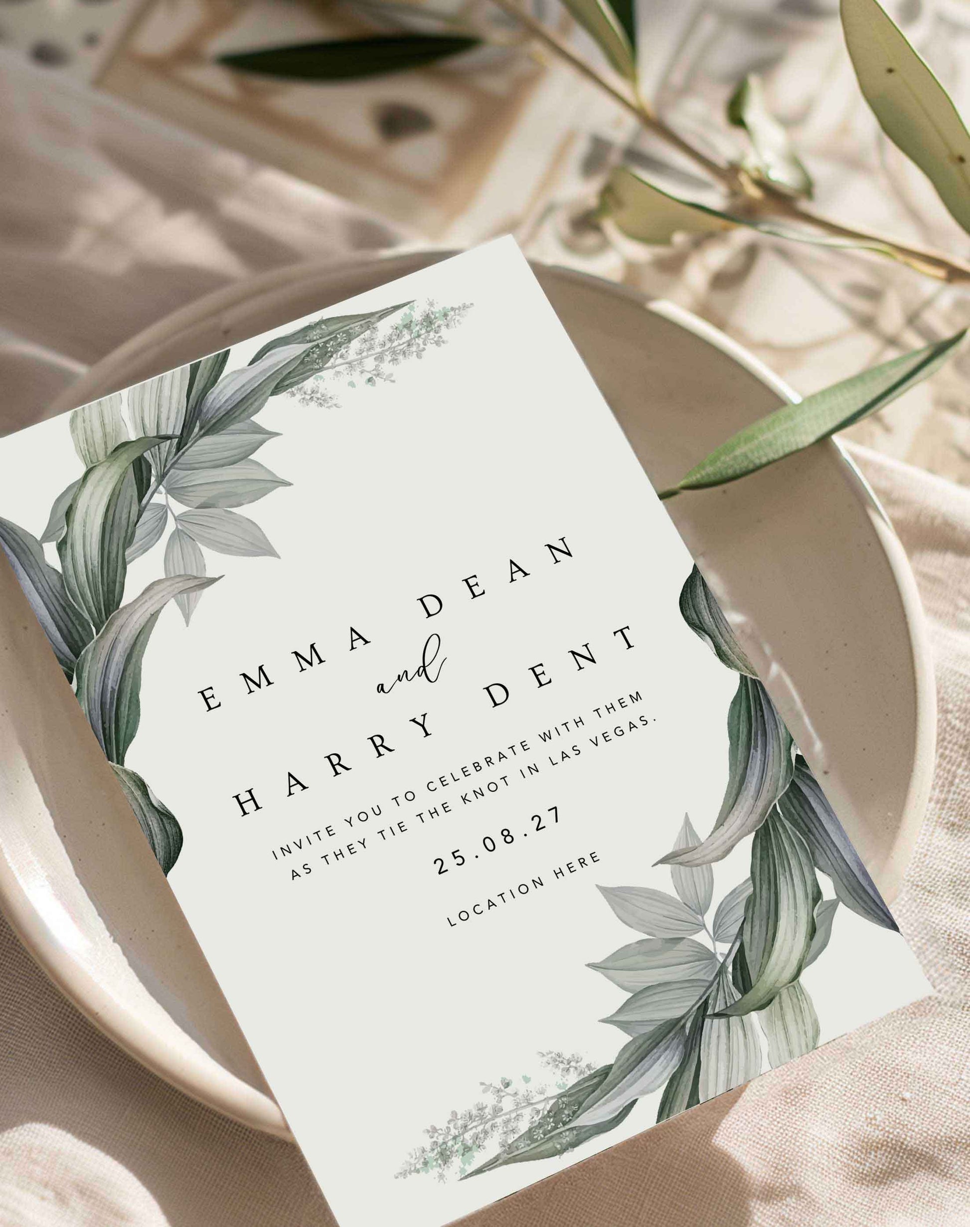 Emma | Green Wedding Invitation - Ivy and Gold Wedding Stationery