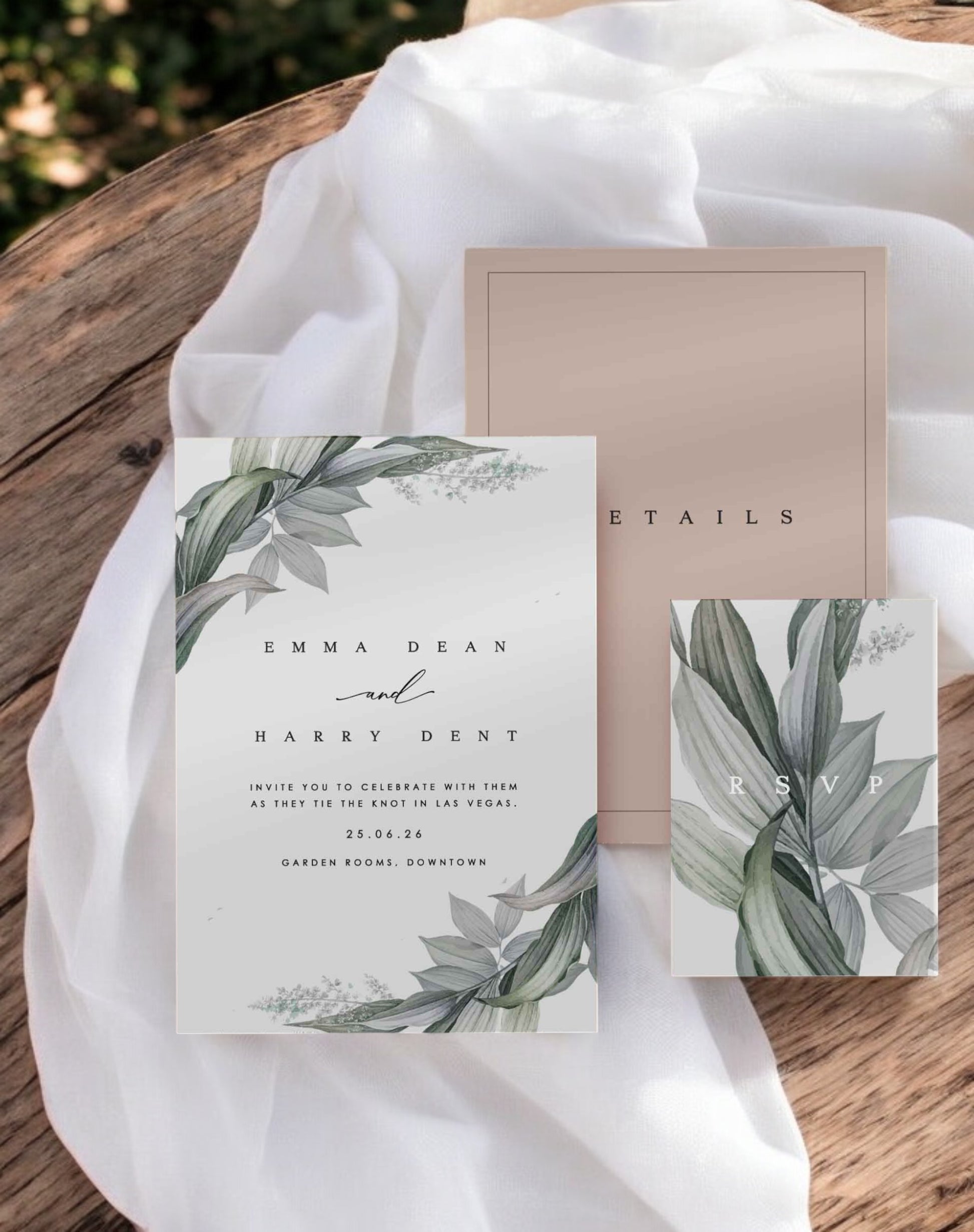 Emma | Green Wedding Invitation - Ivy and Gold Wedding Stationery