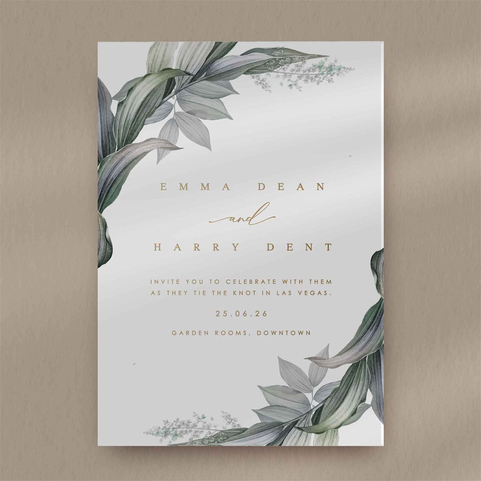 Emma | Green Wedding Invitation  Ivy and Gold Wedding Stationery   