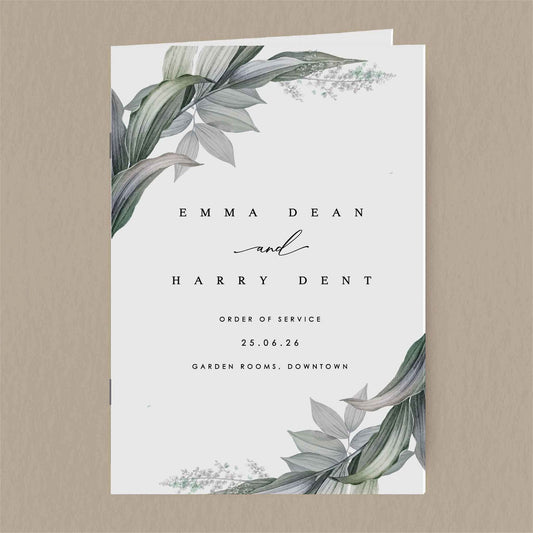 Emma Order Of Service  Ivy and Gold Wedding Stationery   