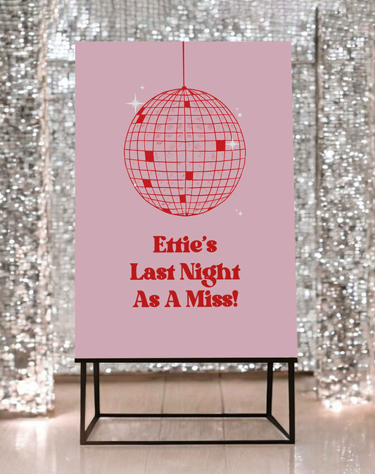 Ettie Hen Party Disco Ball Sign