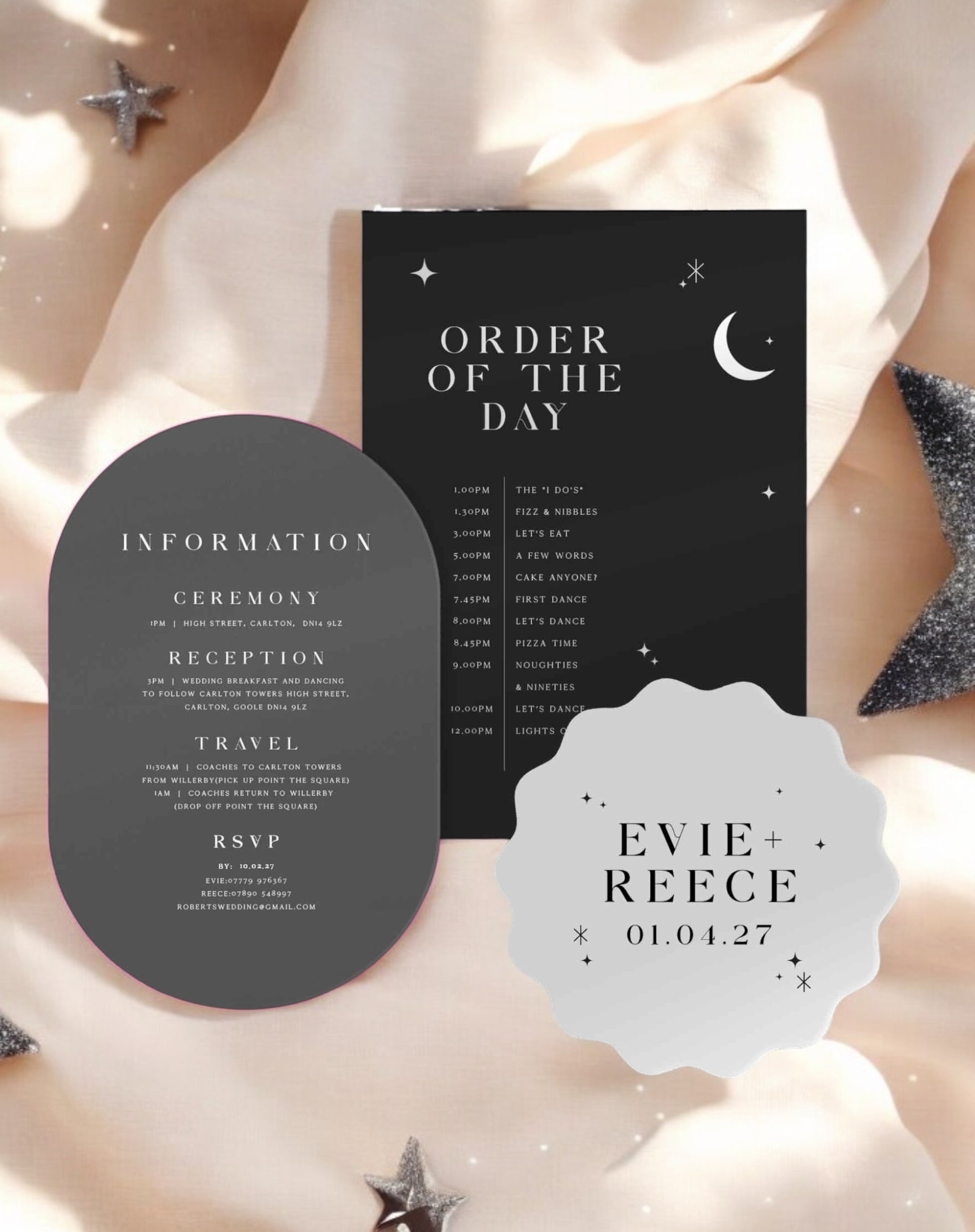 Evie | Stars Wedding Invitation - Ivy and Gold Wedding Stationery