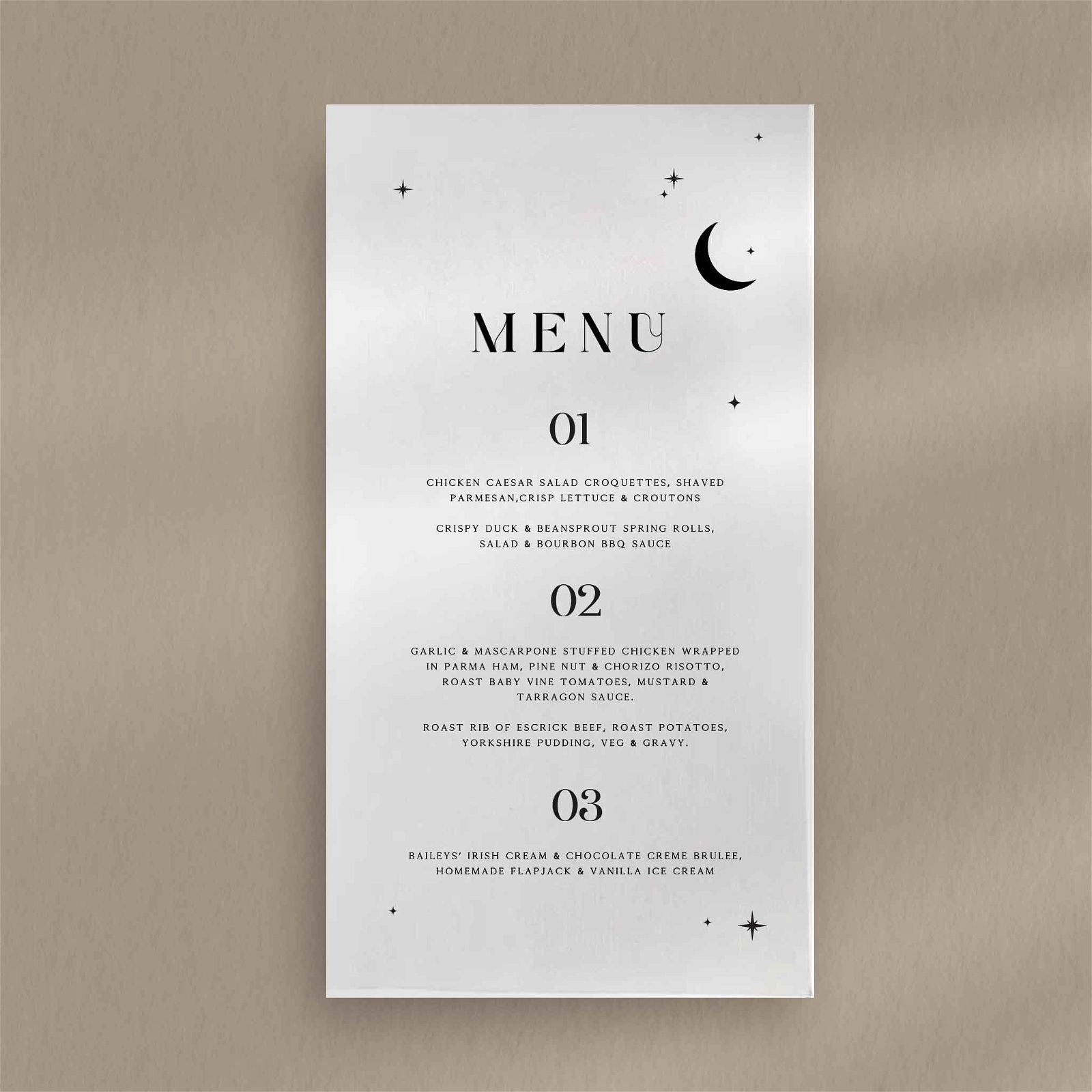 Evie Menu  Ivy and Gold Wedding Stationery   