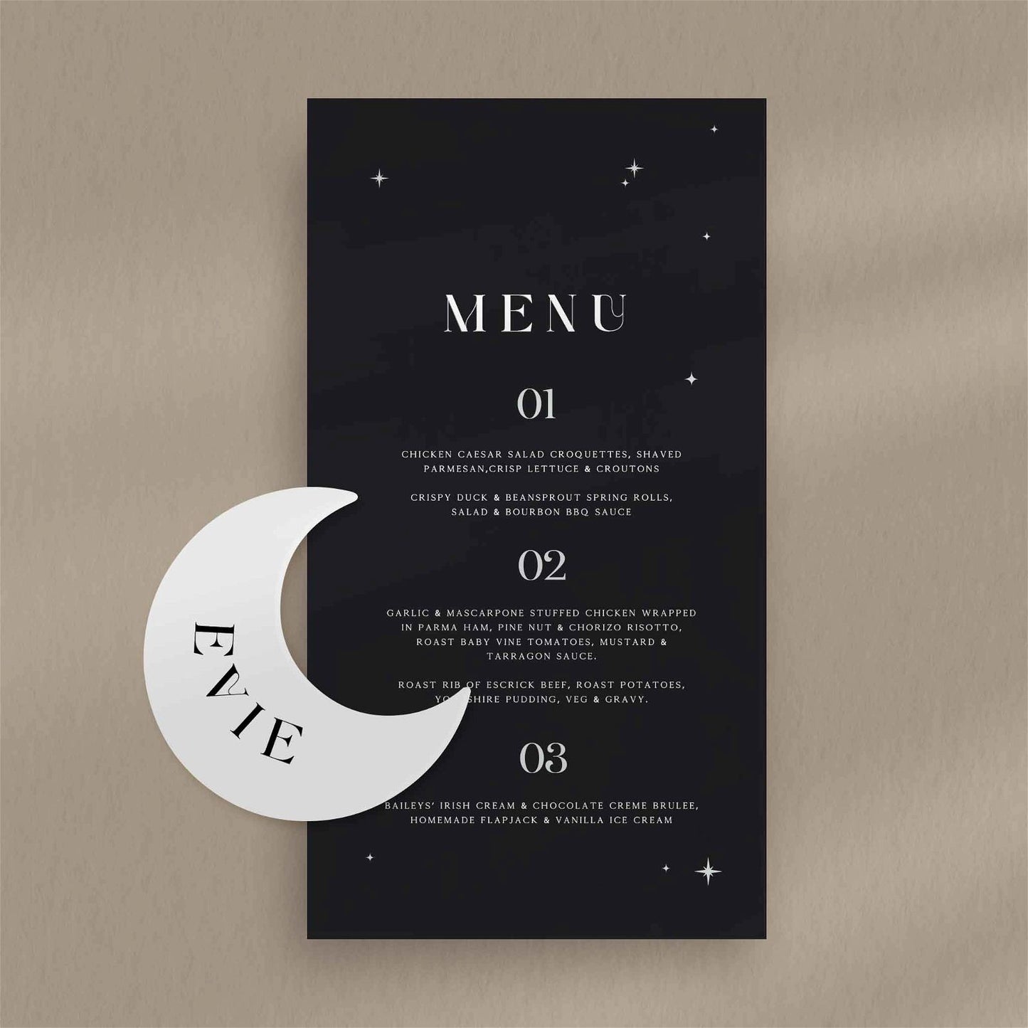 Evie Menu  Ivy and Gold Wedding Stationery   