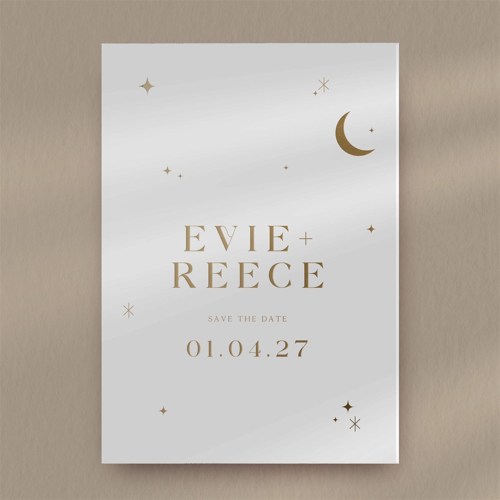 Evie | Stars & Moon Save The Date  Ivy and Gold Wedding Stationery   