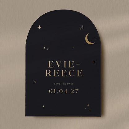 Evie | Stars & Moon Save The Date  Ivy and Gold Wedding Stationery   