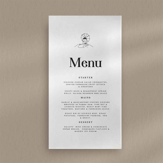 Faye Menu  Ivy and Gold Wedding Stationery   