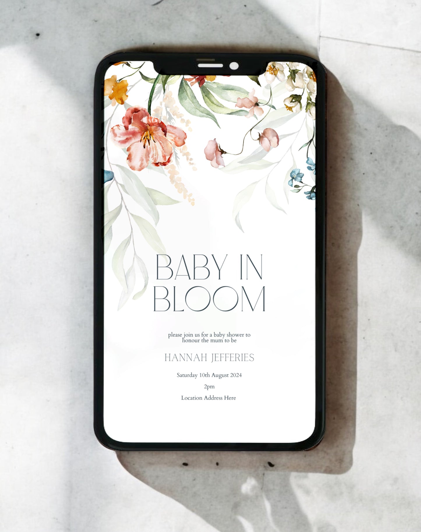 Baby In Bloom Floral Baby Shower Invite - Ivy and Gold Wedding Stationery