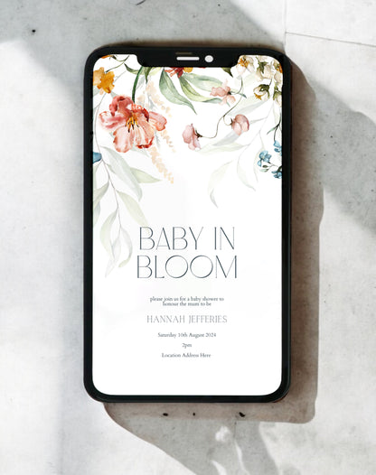 Baby In Bloom Floral Baby Shower Invite - Ivy and Gold Wedding Stationery