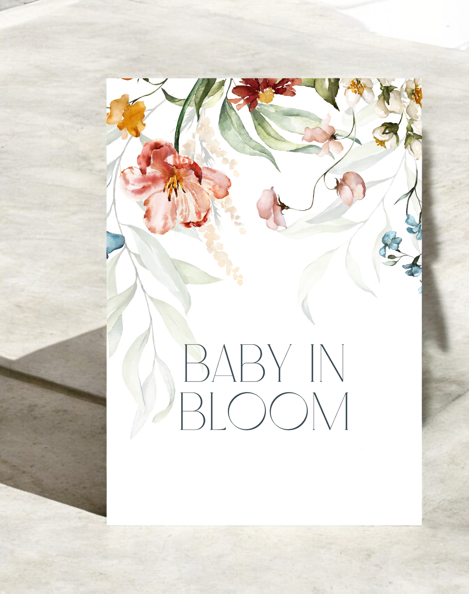 Baby In Bloom Floral Baby Shower Sign - Ivy and Gold Wedding Stationery