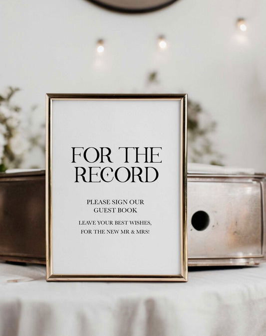For The Record Guestbook Sign - Ivy and Gold Wedding Stationery -  