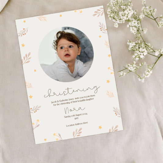 Nora Photo Christening Invitation