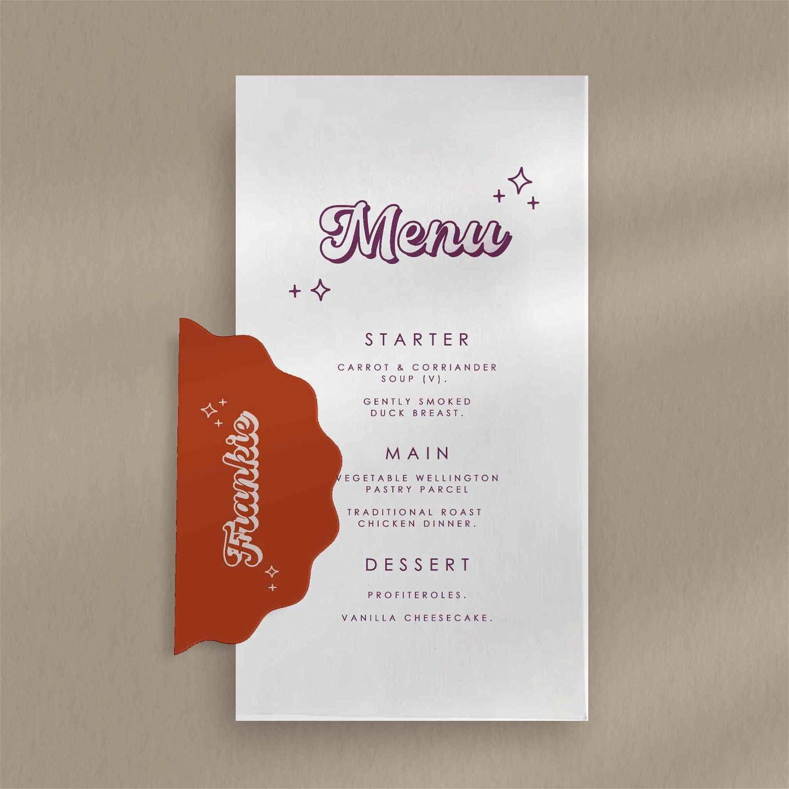 Frankie Menu  Ivy and Gold Wedding Stationery   