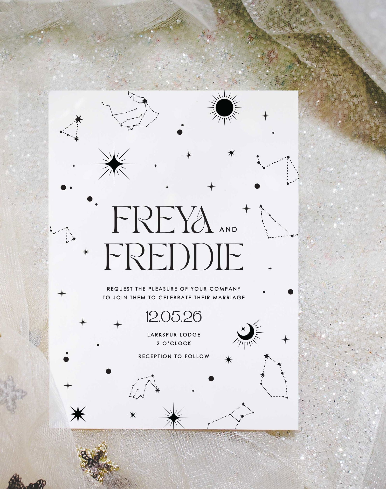 Freya | Constellation Wedding Invitation - Ivy and Gold Wedding Stationery -  