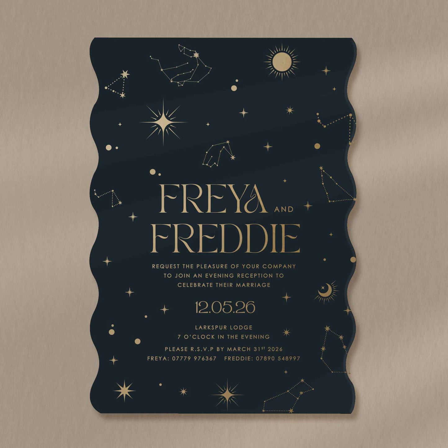 Freya Evening Invitation  Ivy and Gold Wedding Stationery   