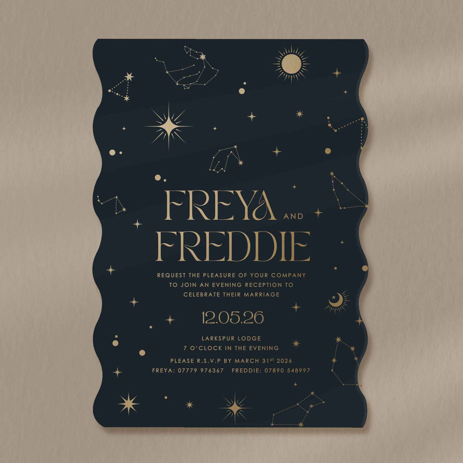 Freya Evening Invitation  Ivy and Gold Wedding Stationery   