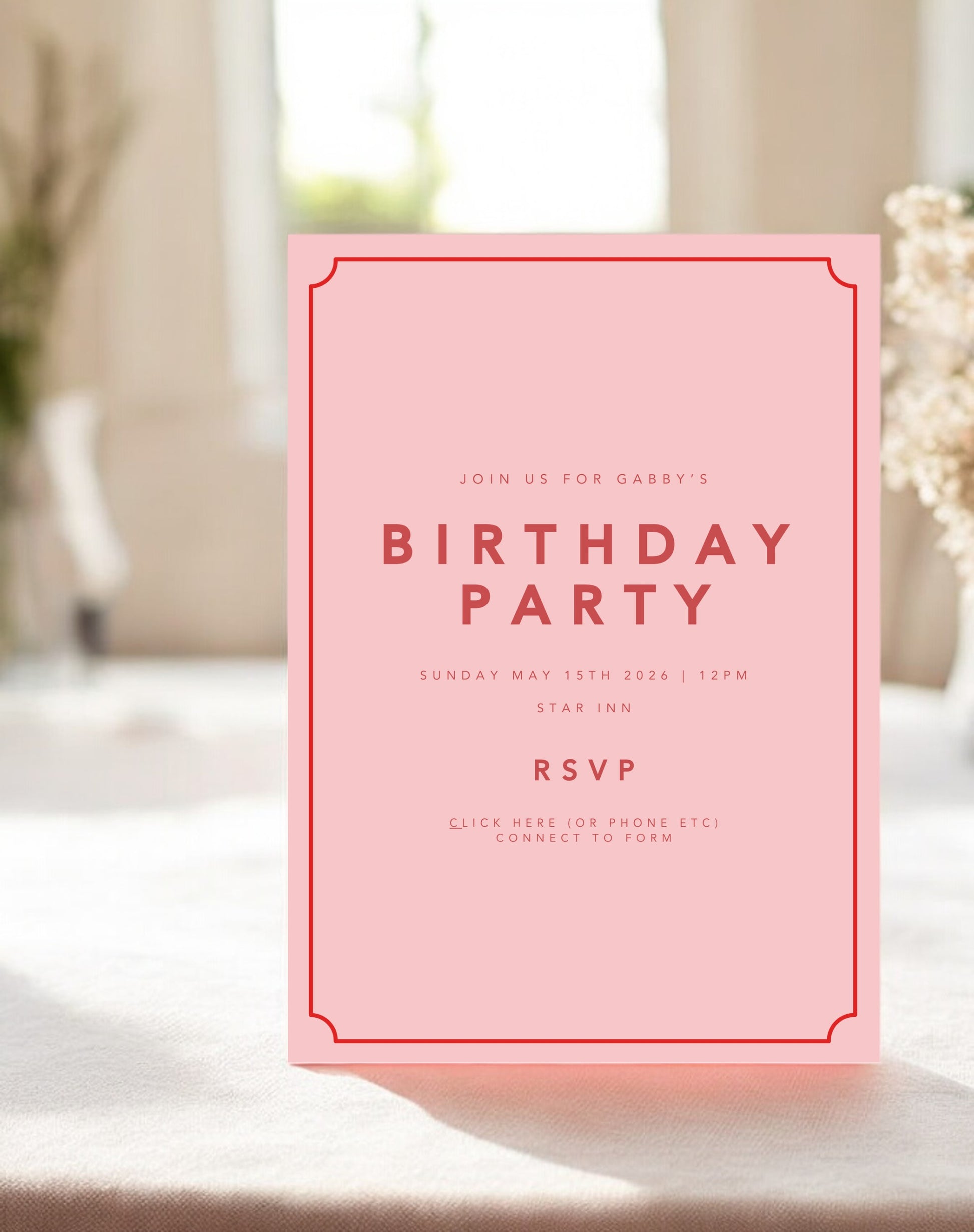 Gabby Minimal Birthday Itinerary & Invitation - Ivy and Gold Wedding Stationery