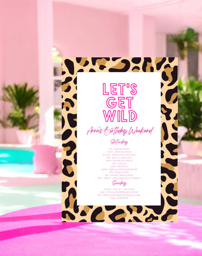 Get Wild Leopard Birthday Weekend Itinerary - Ivy and Gold Wedding Stationery