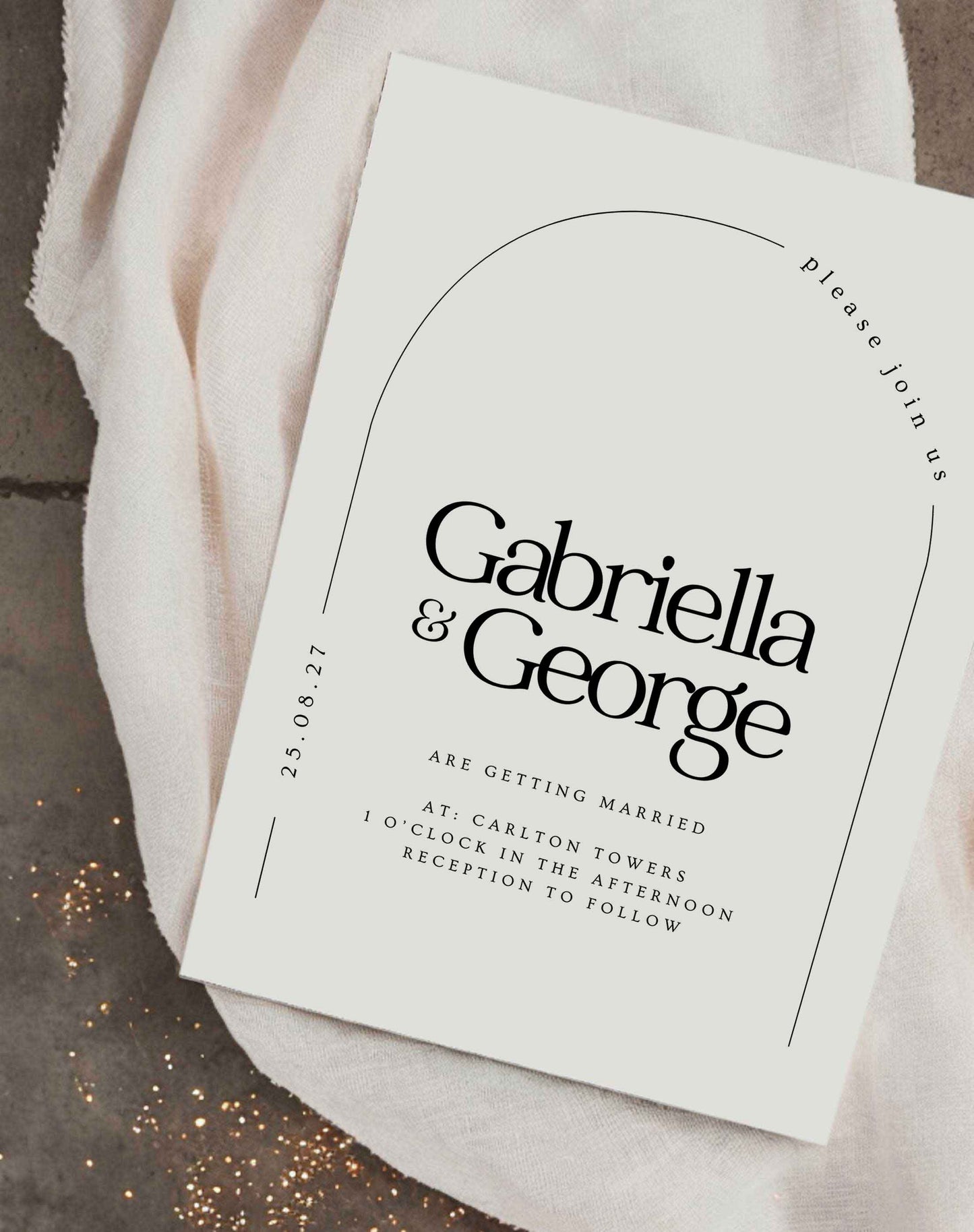 Gabriella | Arch Wedding Invitation - Ivy and Gold Wedding Stationery