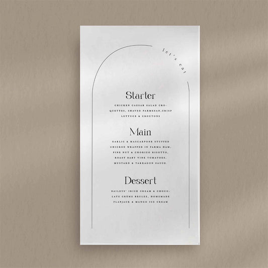 Gabriella Menu  Ivy and Gold Wedding Stationery   