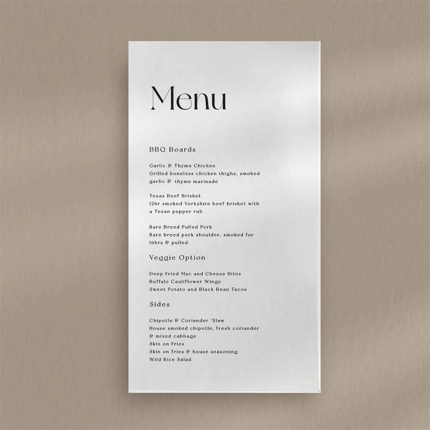 Gianna Menu  Ivy and Gold Wedding Stationery   