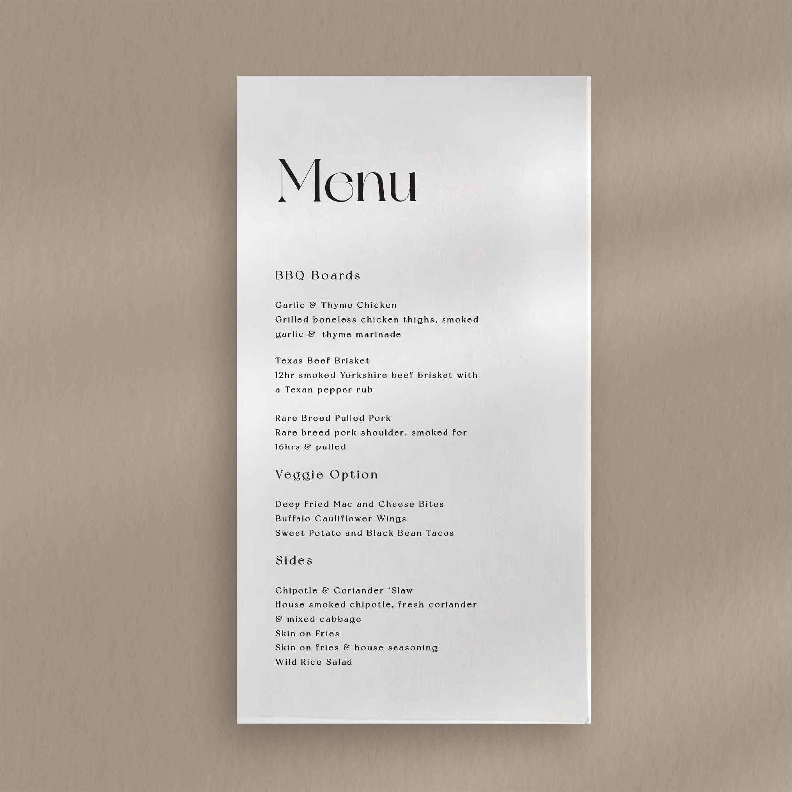 Gianna Menu  Ivy and Gold Wedding Stationery   