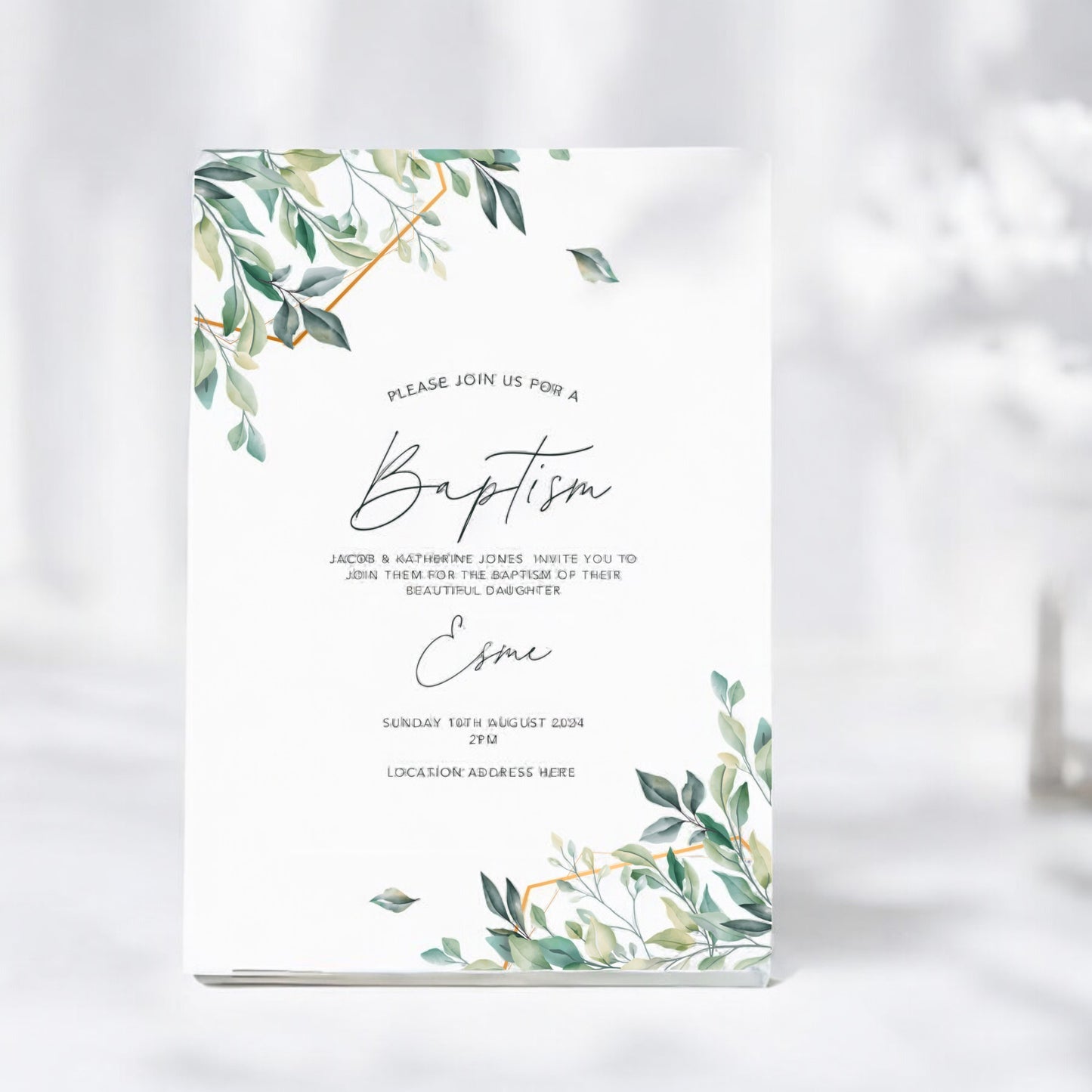 Esme Christening Invitation - Ivy and Gold Wedding Stationery