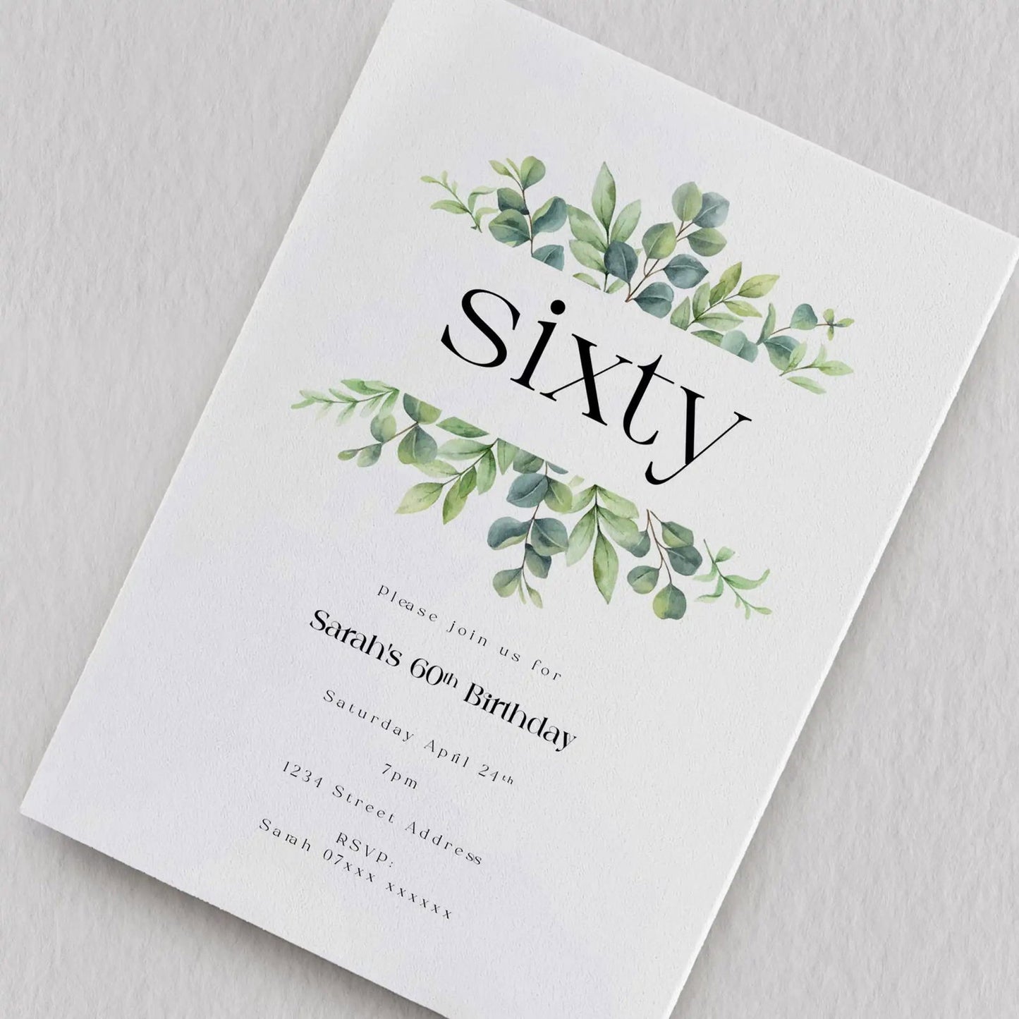 Greenery Birthday Invitation  Ivy and Gold Wedding Stationery   