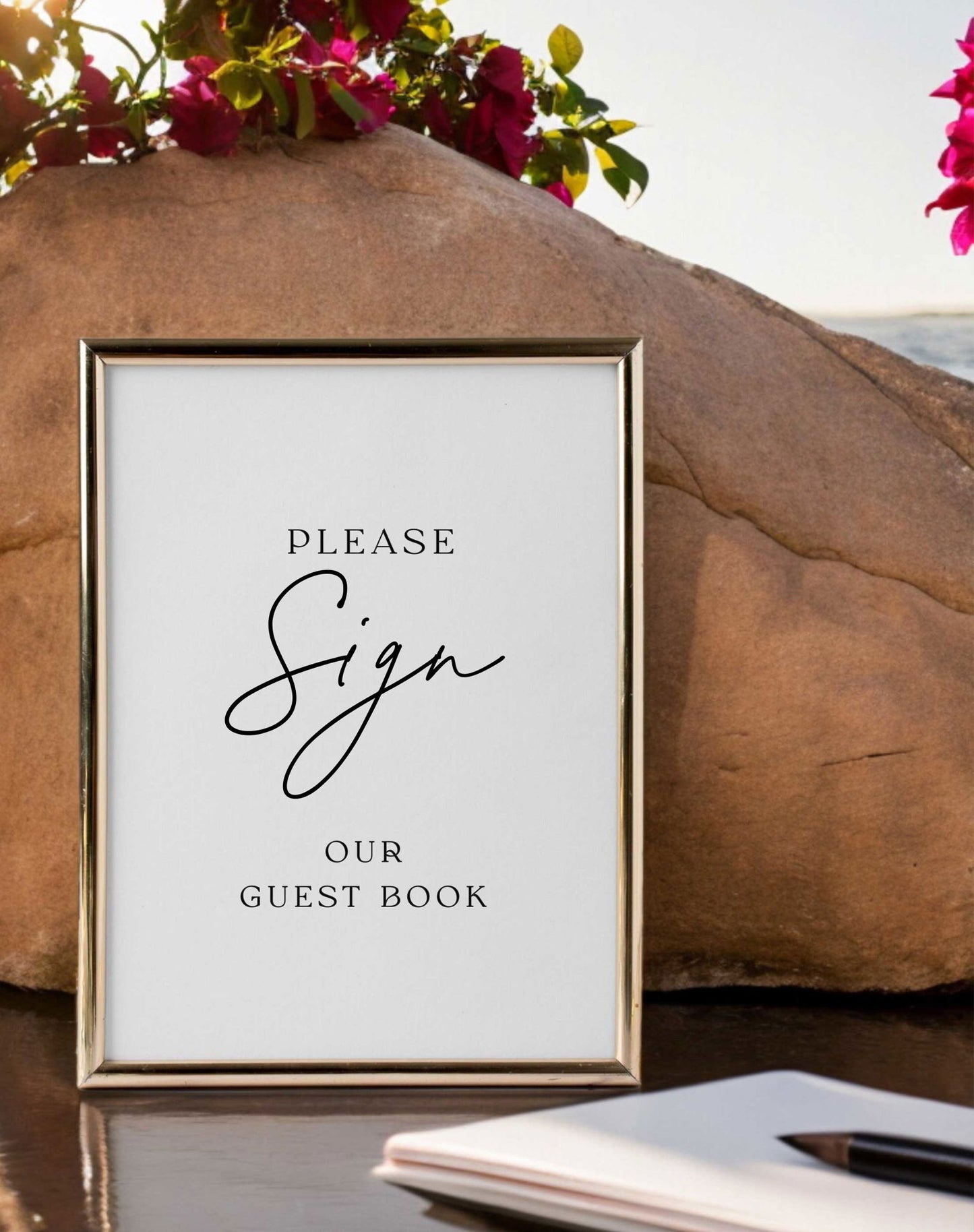 Guest Book Sign - Ivy and Gold Wedding Stationery -  
