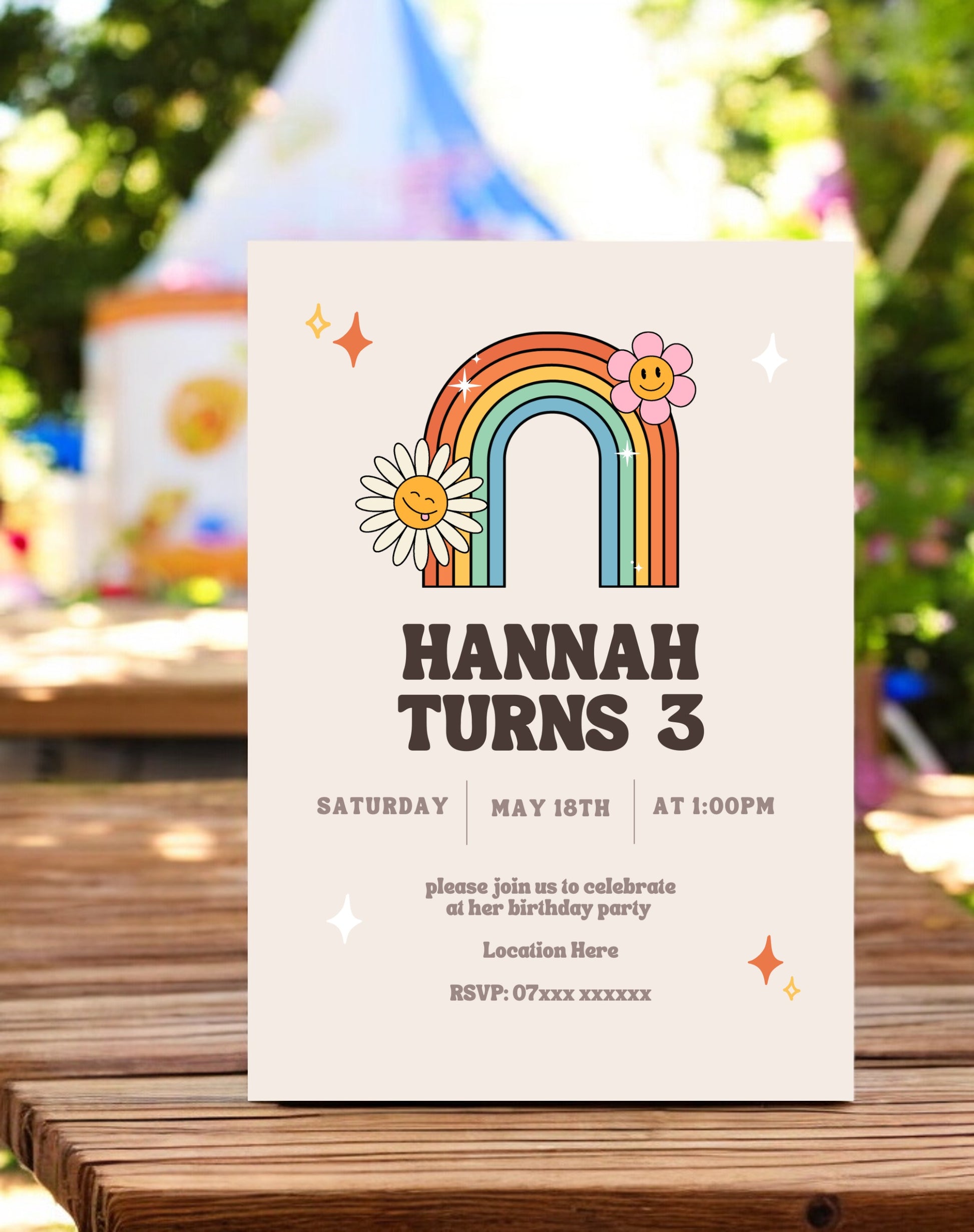 Hannah Rainbow Birthday Invitation - Ivy and Gold Wedding Stationery