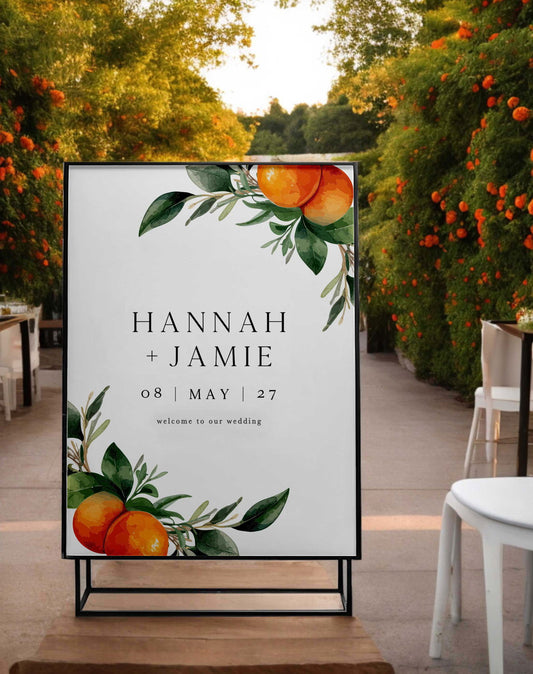 Hannah | Citrus Welcome Sign - Ivy and Gold Wedding Stationery -  