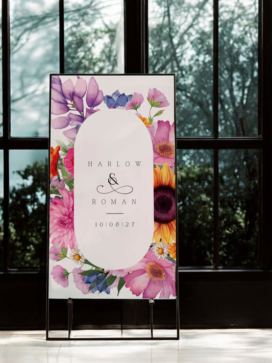 Harlow | Bright Floral Welcome Sign - Ivy and Gold Wedding Stationery