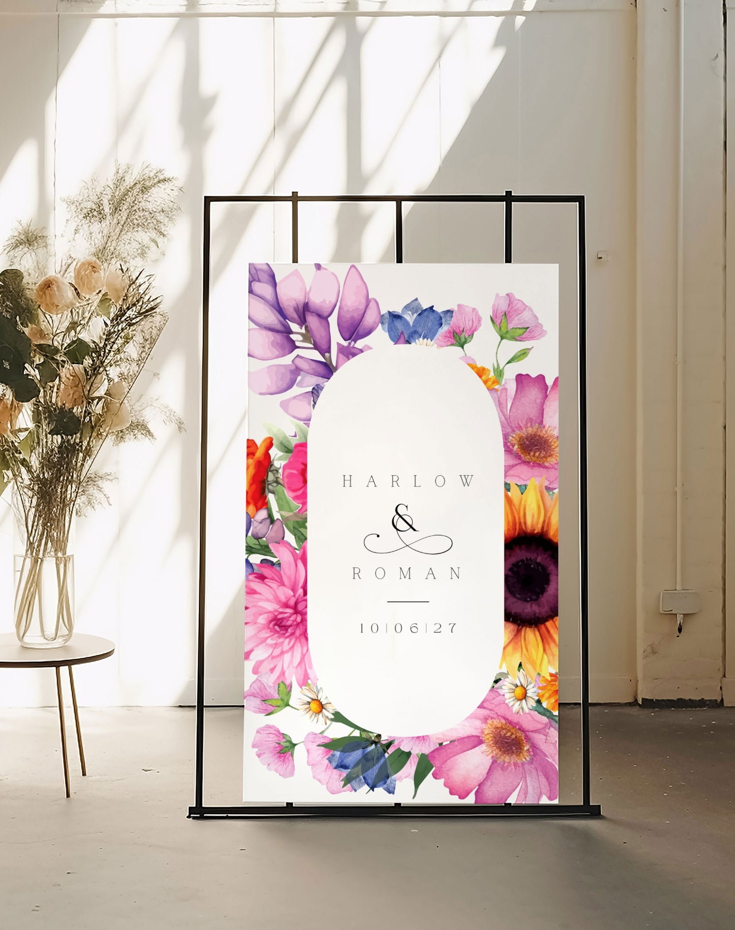 Harlow | Bright Floral Welcome Sign - Ivy and Gold Wedding Stationery