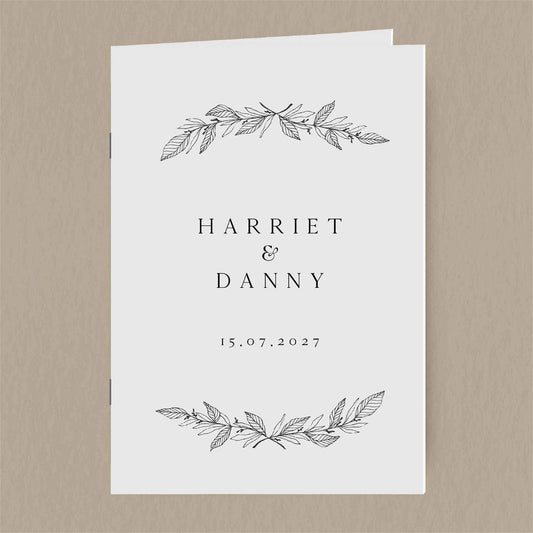 Harriet Order Of Service  Ivy and Gold Wedding Stationery   