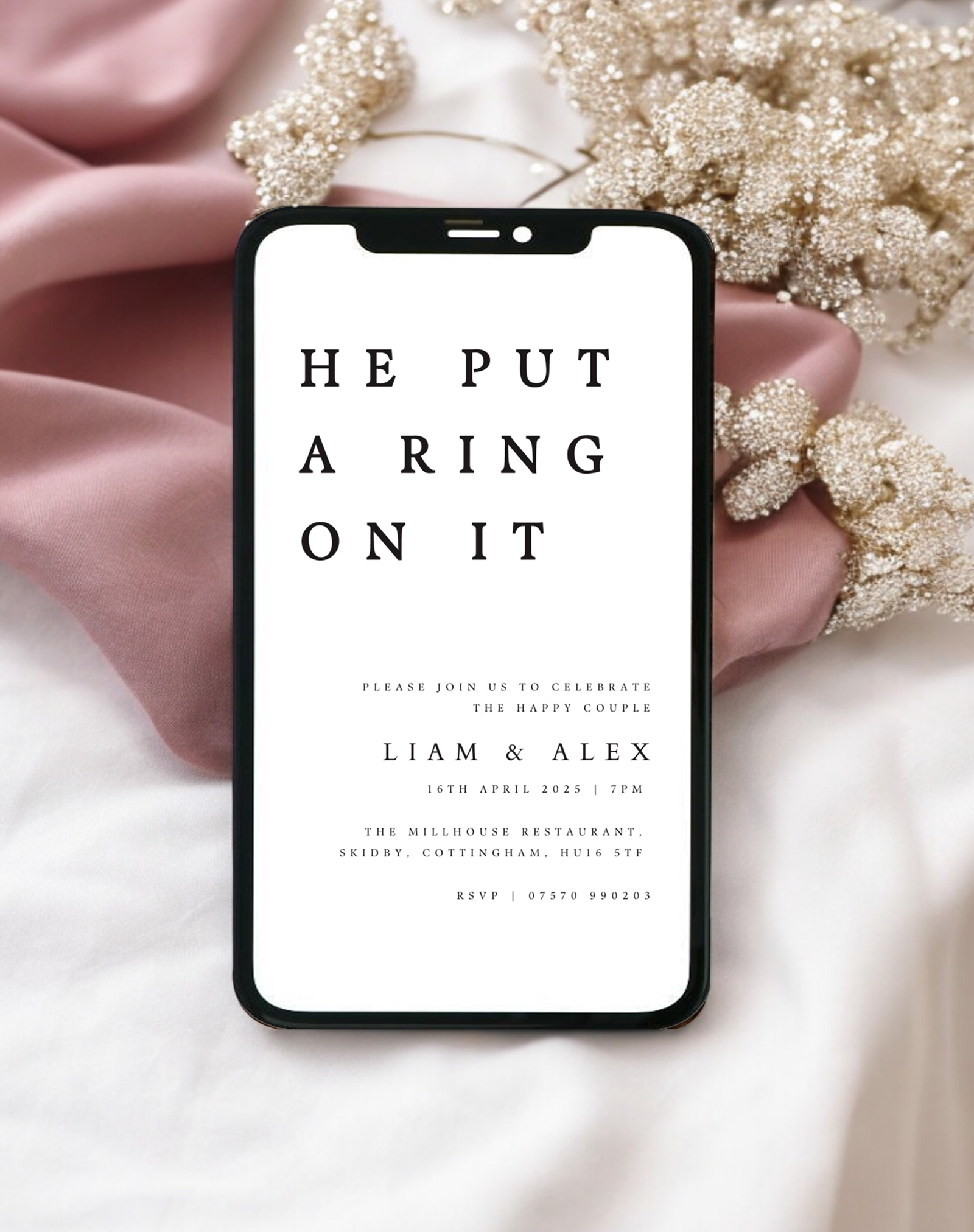 He Put A Ring On It Engagement Party Invitation - Ivy and Gold Wedding Stationery -  