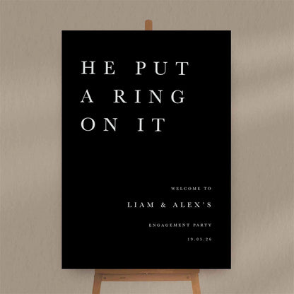 He Put A Ring On It Engagement Party Sign  Ivy and Gold Wedding Stationery   