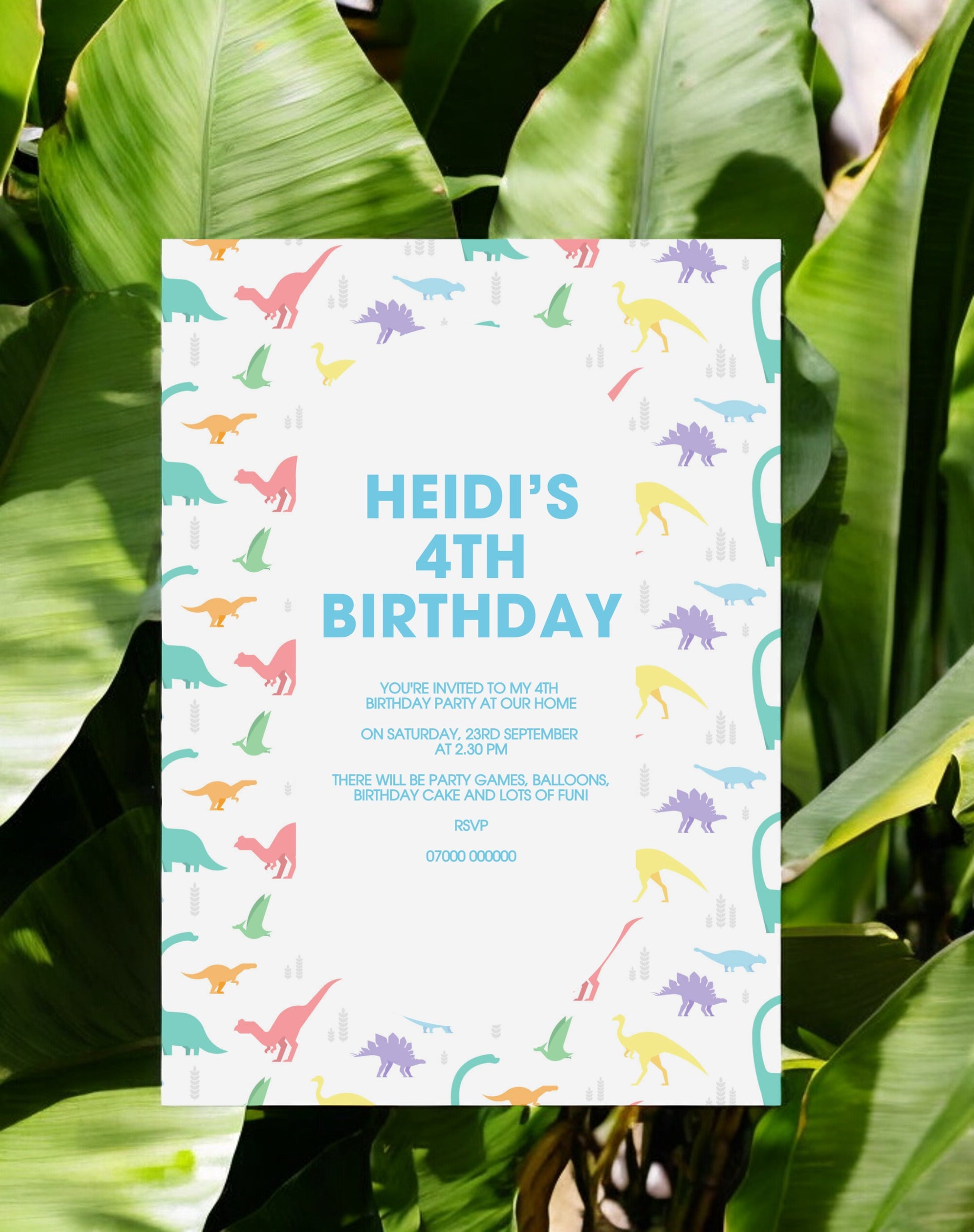 Heidi Dinosaur Birthday Invitation - Ivy and Gold Wedding Stationery