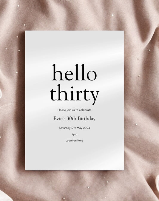 Hello... Minimal Birthday Invitation