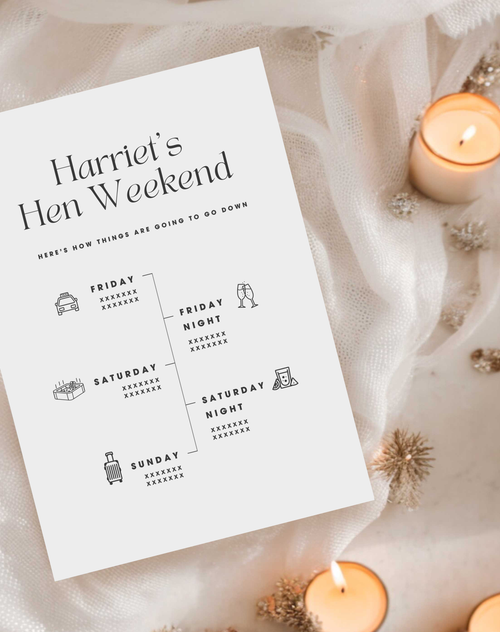 Hen Do Itinerary Timeline Invitation Digital Template