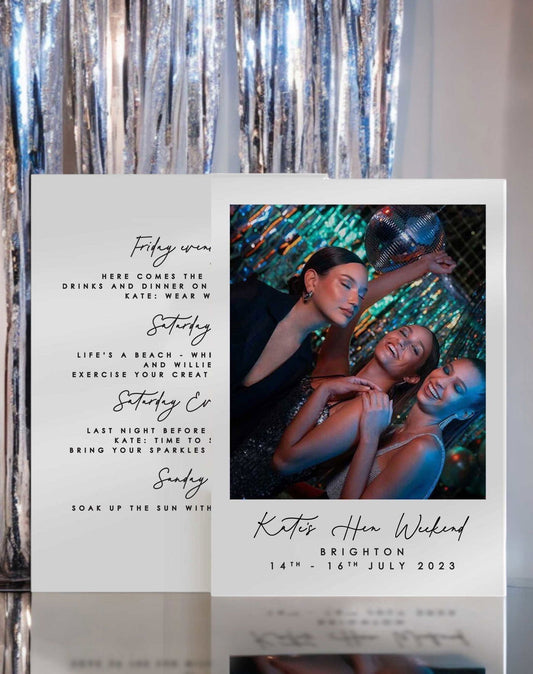 Hen Do Itinerary With Photo - Ivy and Gold Wedding Stationery -  