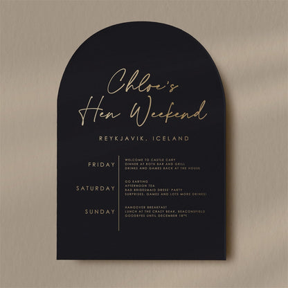 Hen Itinerary  Ivy and Gold Wedding Stationery   