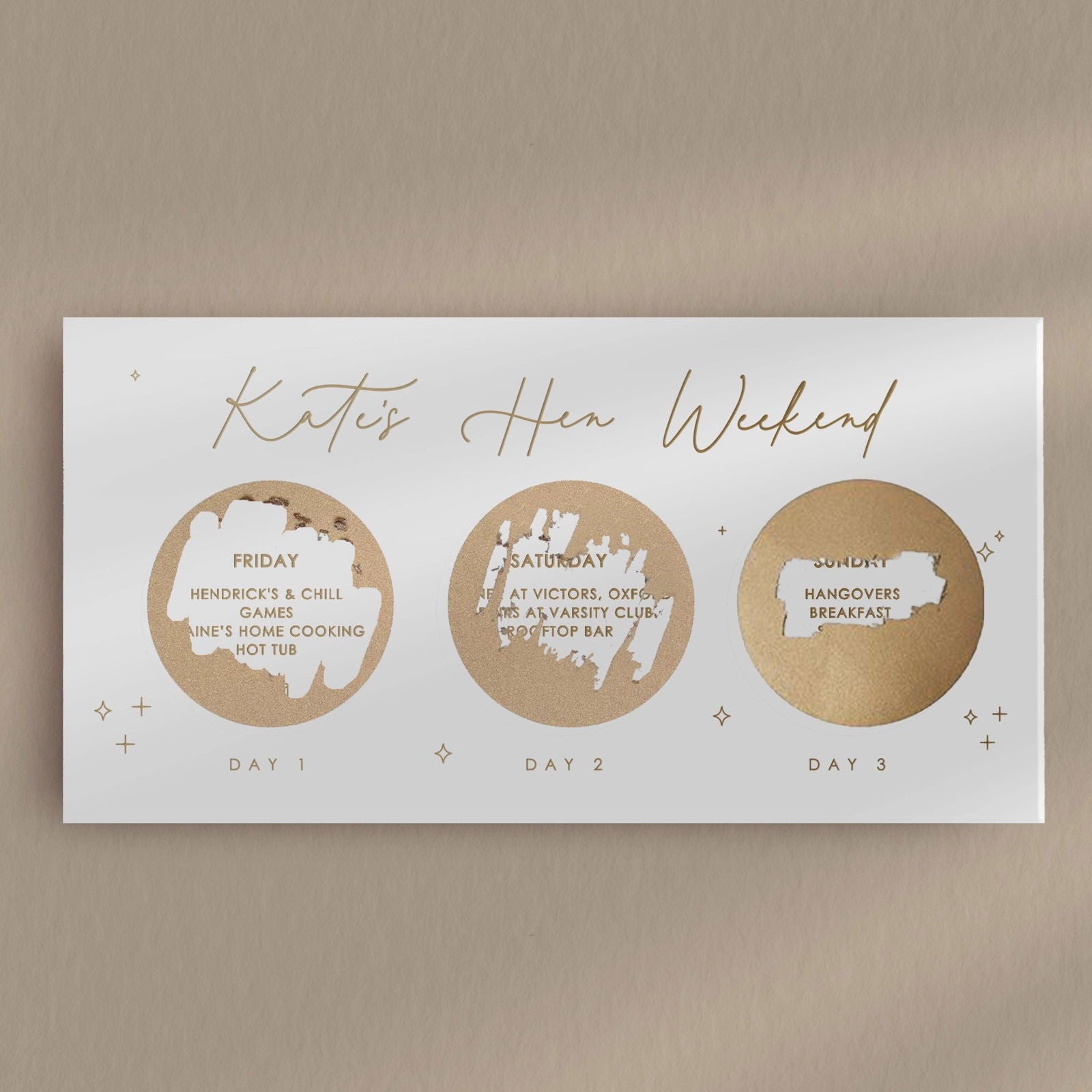 Hen Party Itinerary Voucher  Ivy and Gold Wedding Stationery   
