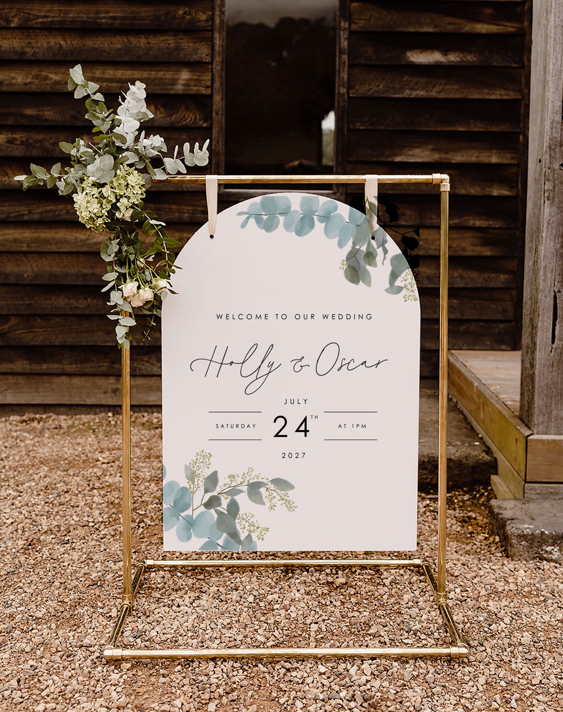 Holly | Eucalyptus Welcome Sign - Ivy and Gold Wedding Stationery