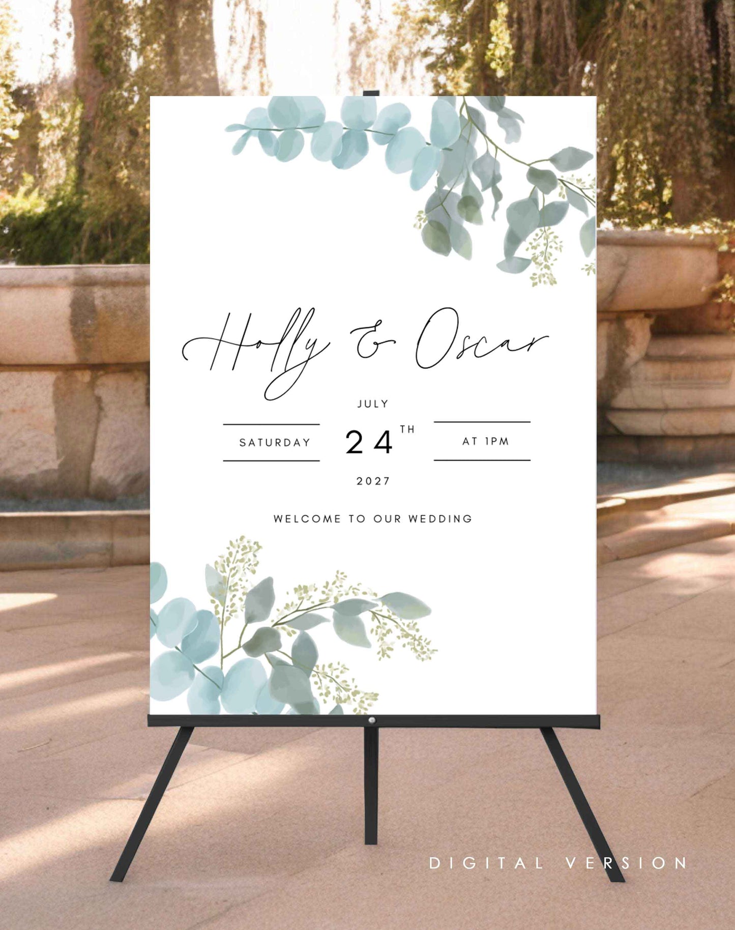 Holly | Eucalyptus Welcome Sign - Ivy and Gold Wedding Stationery